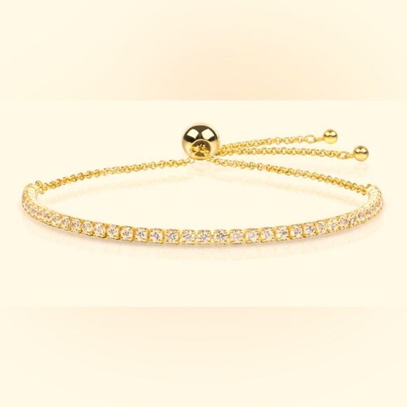 🛍️  Swarovski  DAZZLING TENNIS SLIDER Gold Crystal BRACELET🎁 - Picture 1 of 8